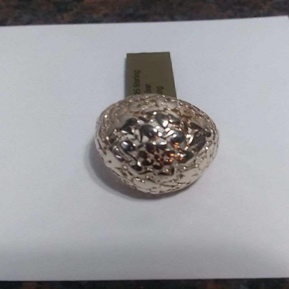 Sterling Silver Textured Filigree Ring Size 7